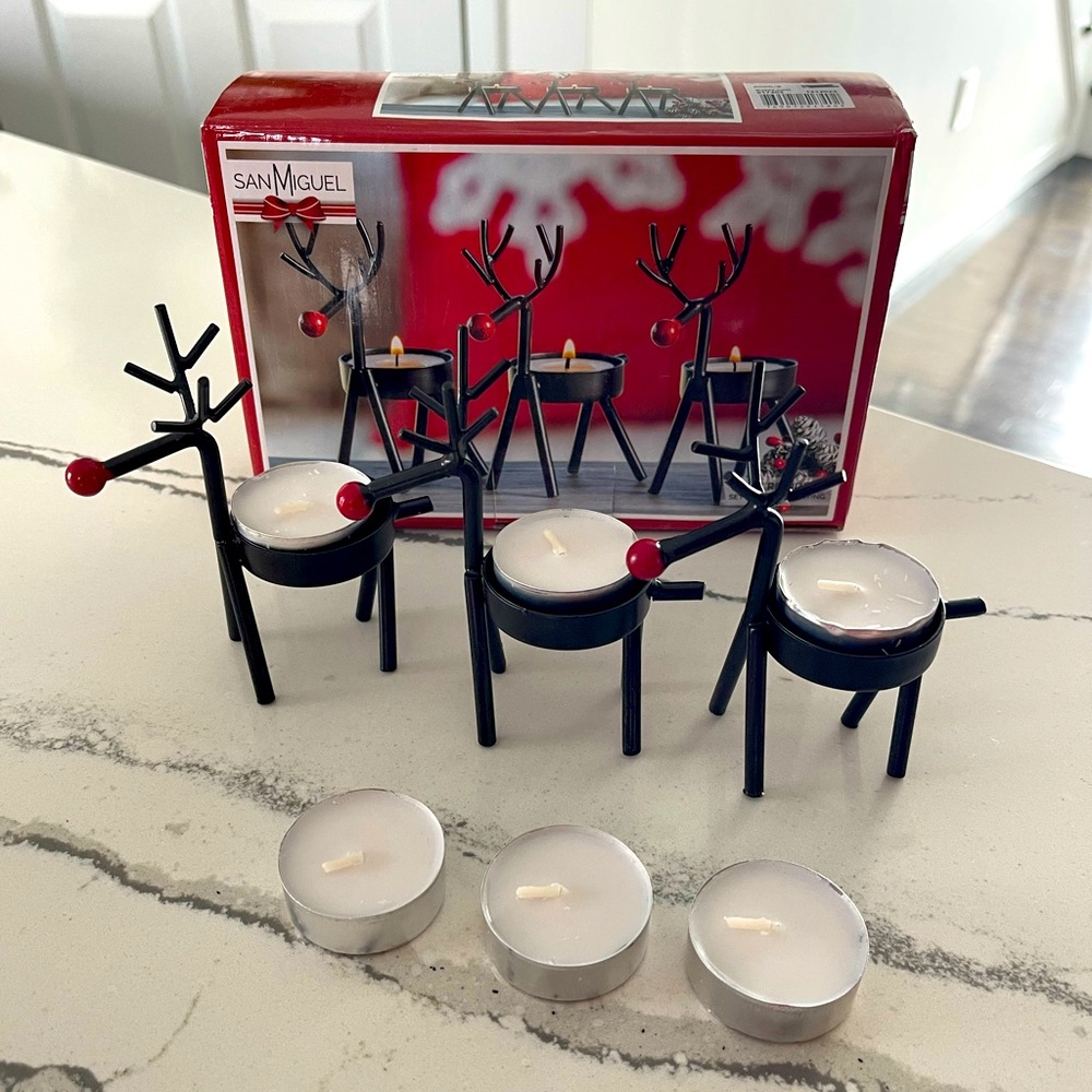 Iron Reindeer Candle Holders
